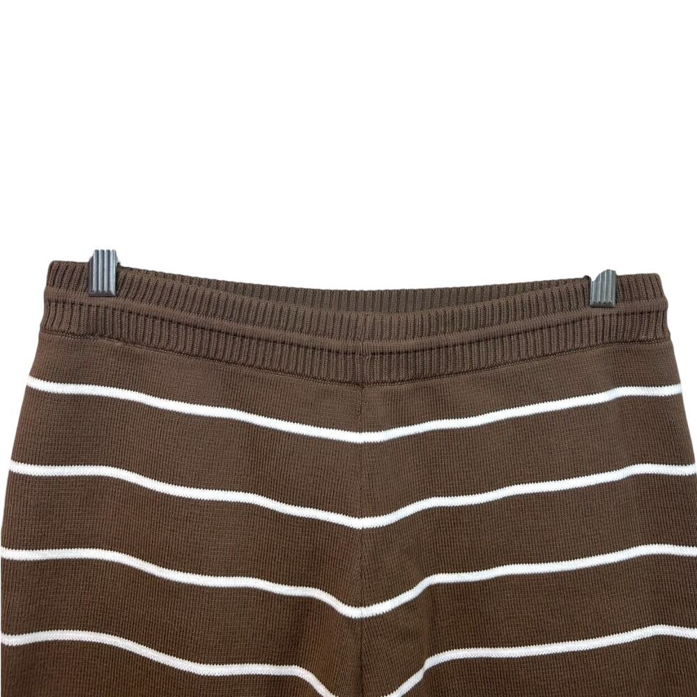 La Ligne - Women's 'Leo' Knit Shorts, High-Rise, Stripe - Tan/Cream, Large - Picture 8 of 12